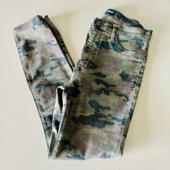 HUDSON Tan Olive Camo Print Barbara High Rise Super Skinny Leg Denim Jeans 29 - Picture 10 of 15